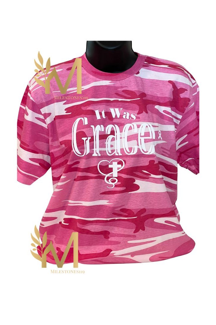 It Was Grace Breast Cancer Awareness Edition Tee- Pink Camo