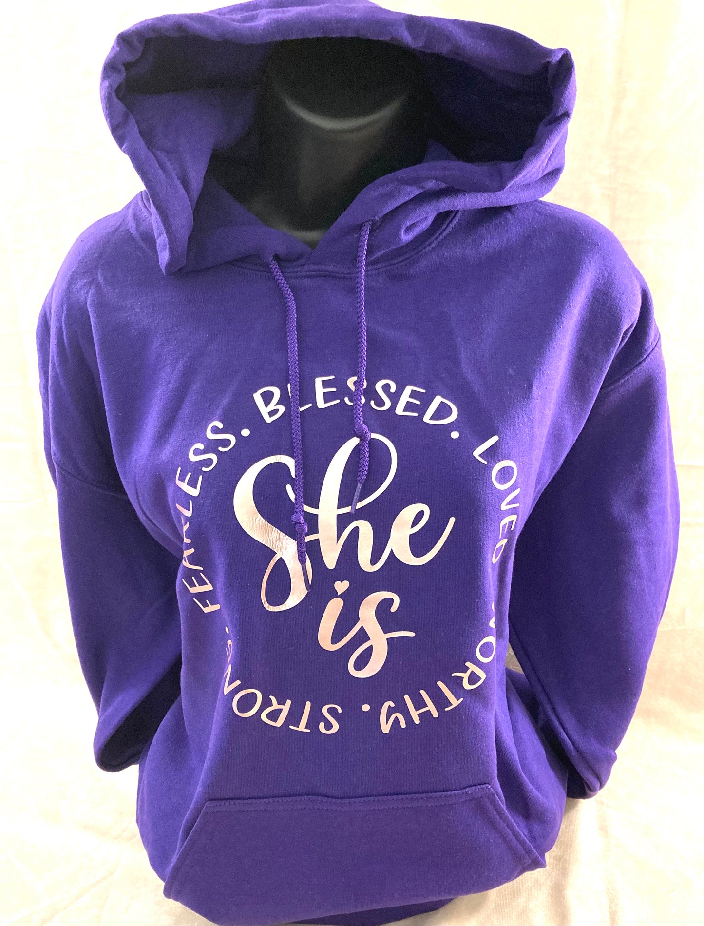 Purple “She Is” Hoodie