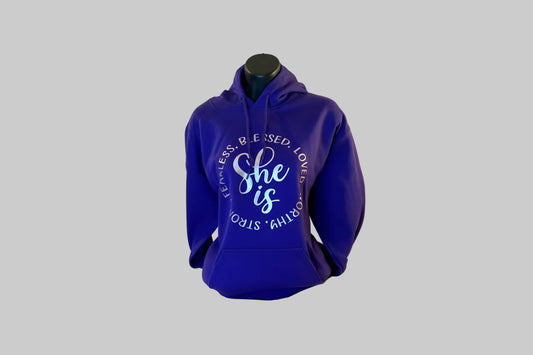 Purple “She Is” Hoodie