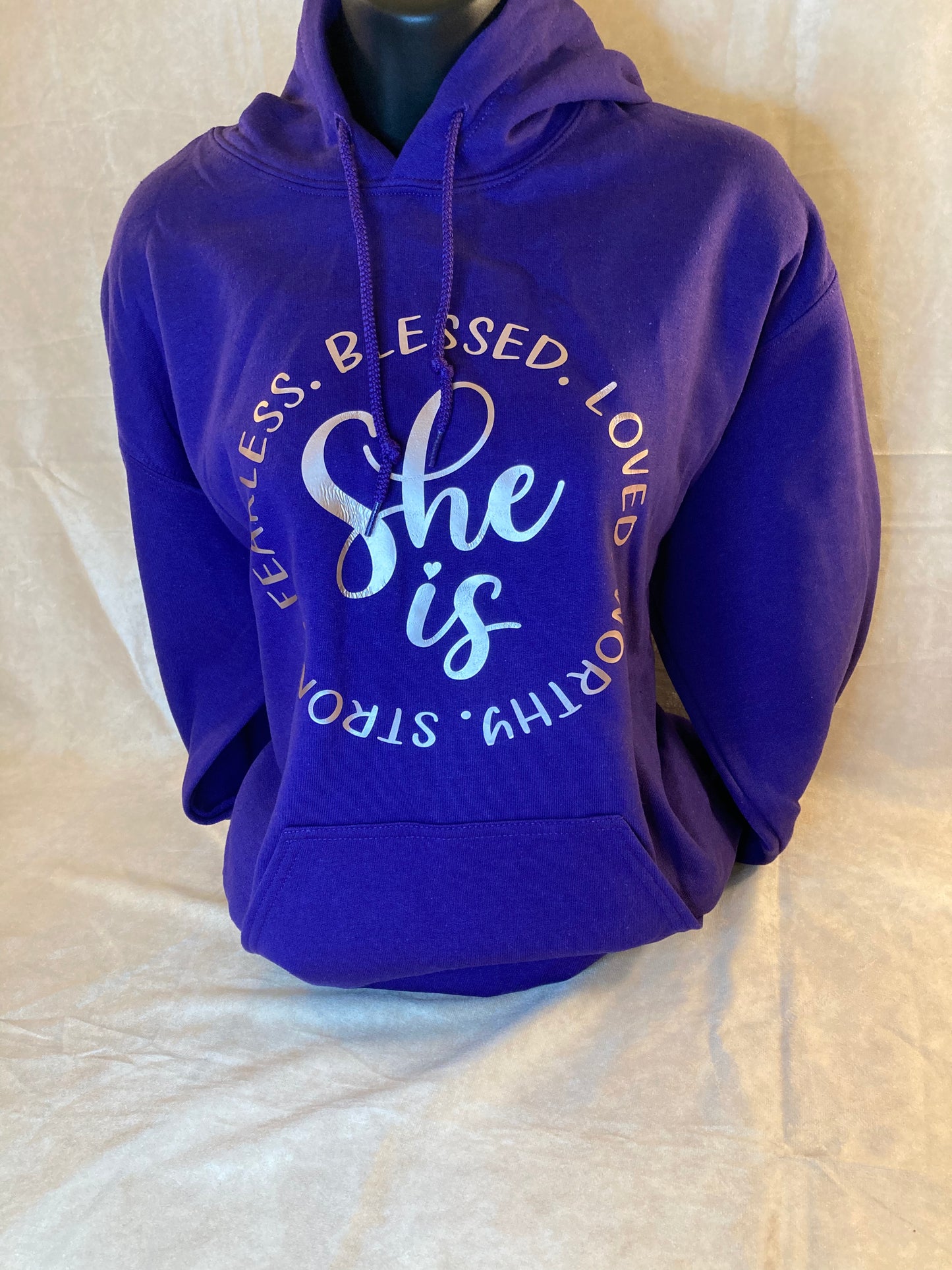 Purple “She Is” Hoodie