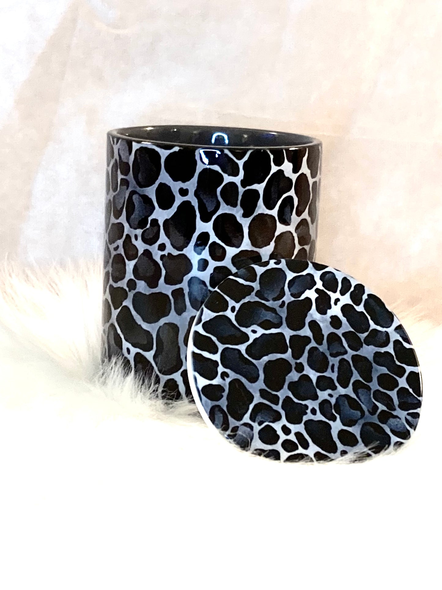 Black Leopard Mug and Coaster Set