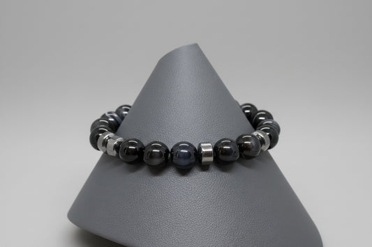 10mm Natural, Genuine Black Agate Stones with Accented Hemalyke. Black Agate gemstones have natural banding occurrence of warm and clear tones throughout the surface of the stones. 
