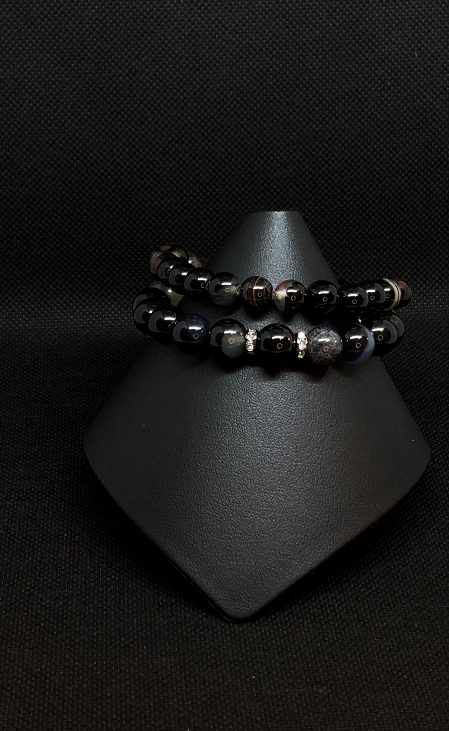 10mm/8mm Black Agate Gemstone Bracelet