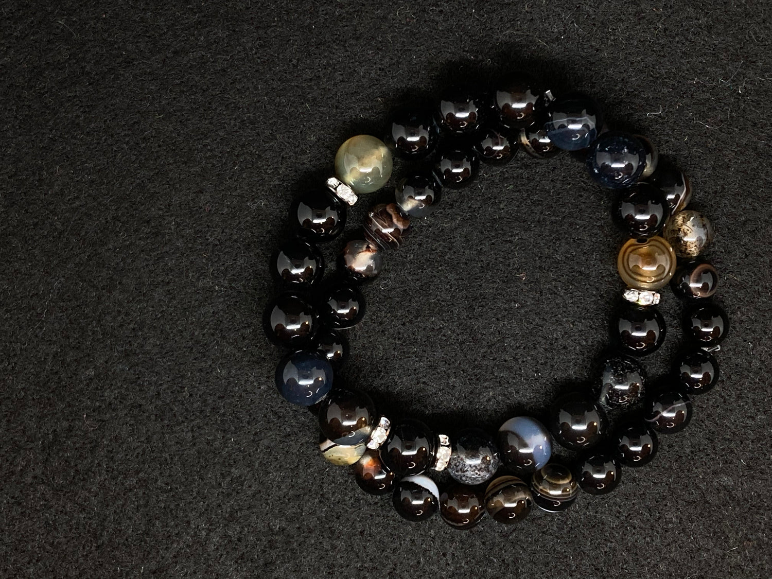 10mm/8mm Black Agate Gemstone Bracelet