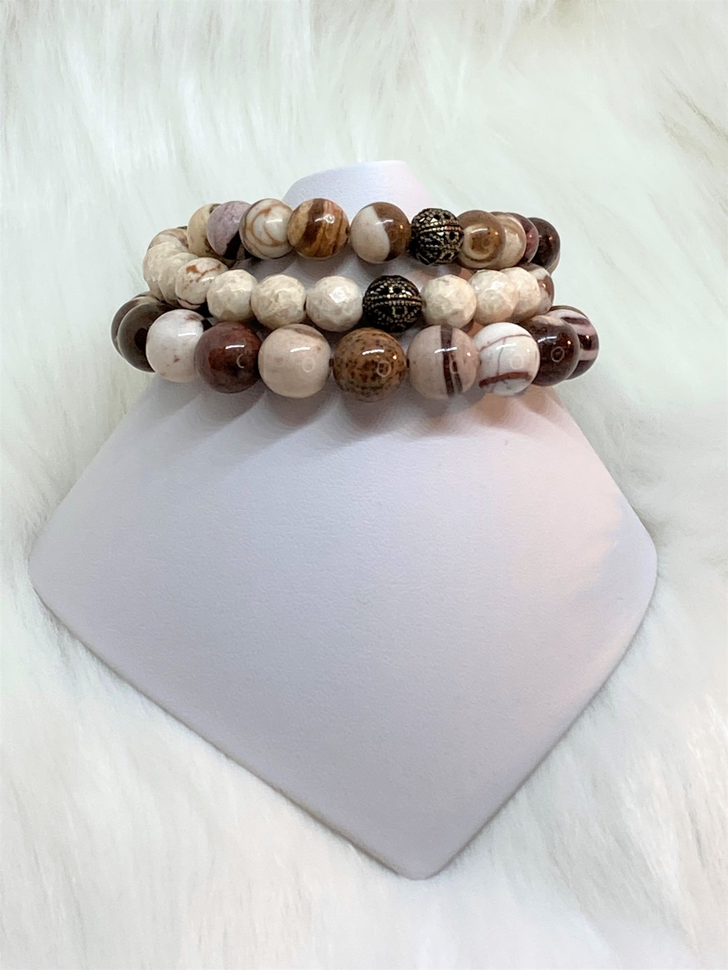 Zebra Jasper and Riverstone Bracelet