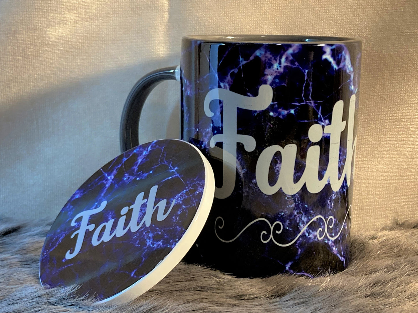 "Faith" (Marble) Mug and Coaster Set