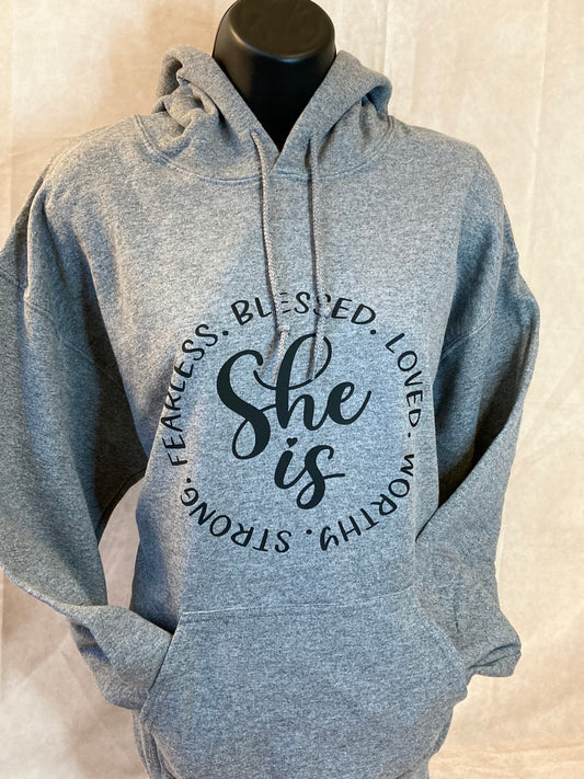 Gray “She Is” Hoodie